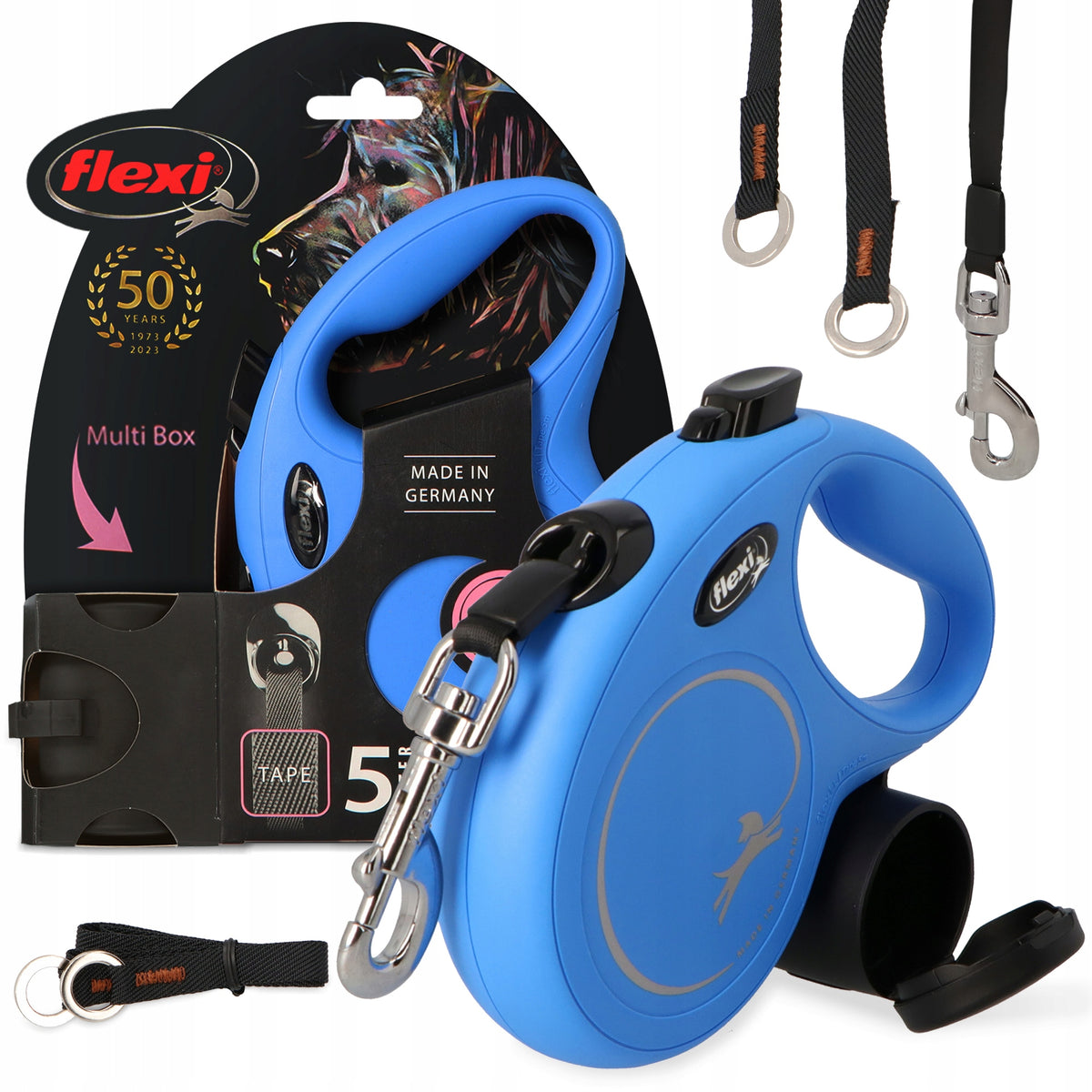 LANYARD DOG AUTOMATIC 5m FLEXI Tape CONTAINER BAGS TREATS Multi 3O