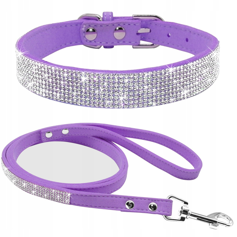 LANYARD DOG COLLAR PURPLE RHINESTONE SEQUINS XS