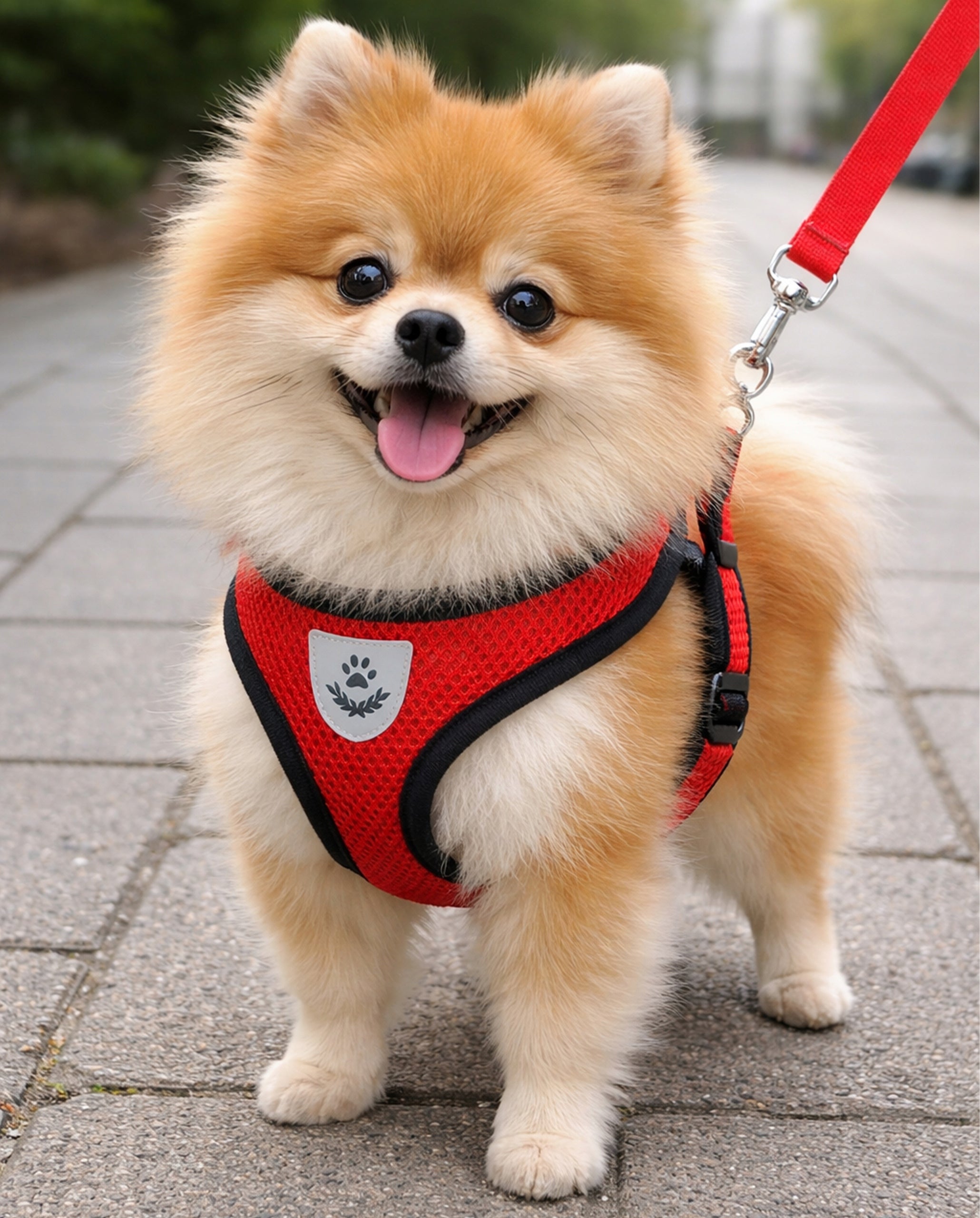 LANYARD & HARNESS FOR CAT Small Dog Pressure-Free Walking Breathable Lightweight Trade name Szelki dla Kota ze Smyczą Regulowany Zestaw dla Pupila na Spacer z Kotem Czerwona Długa Smycz M
