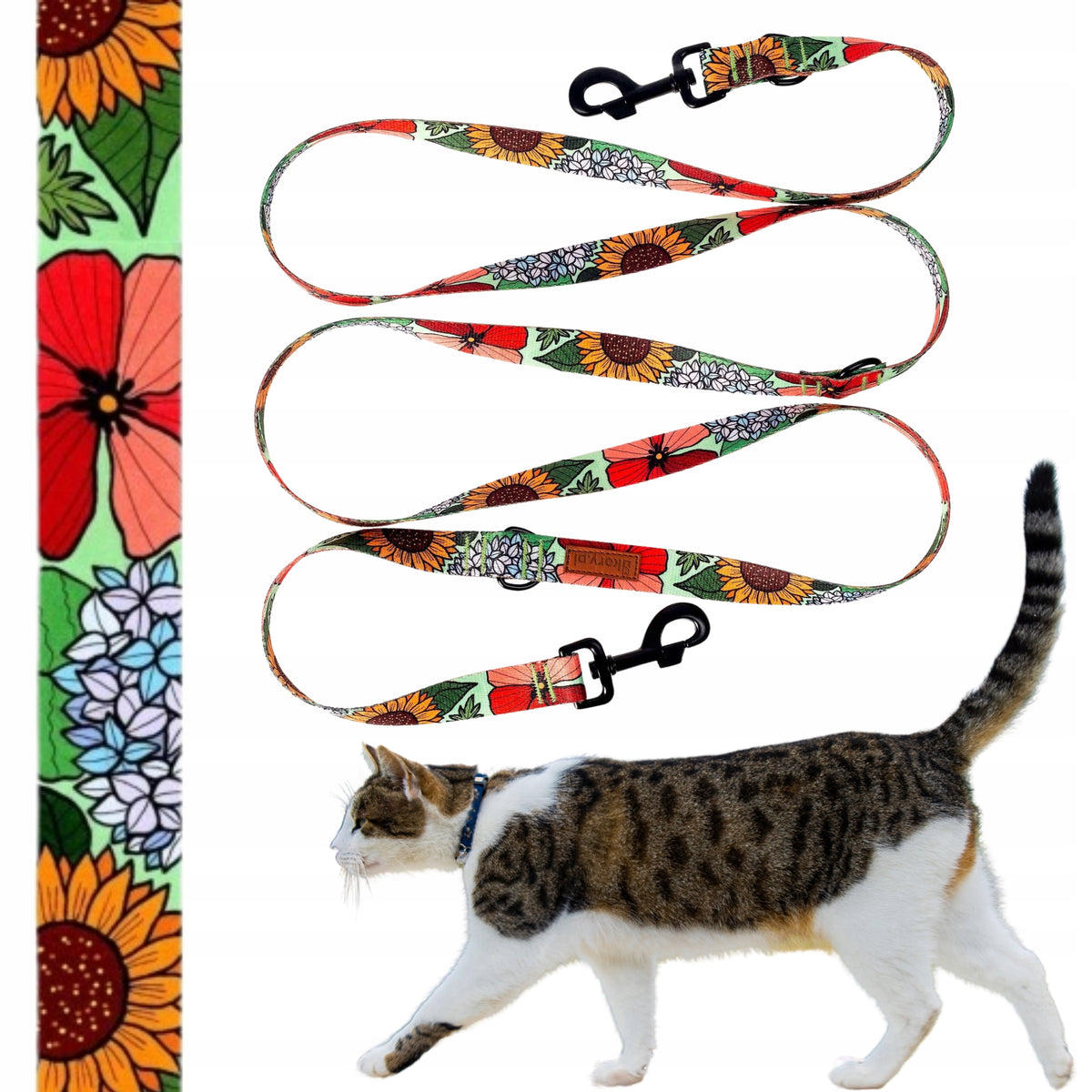 LANYARD WITH ADJUSTABLE LENGTH 240 cm for small cat Ukory FLOWERS