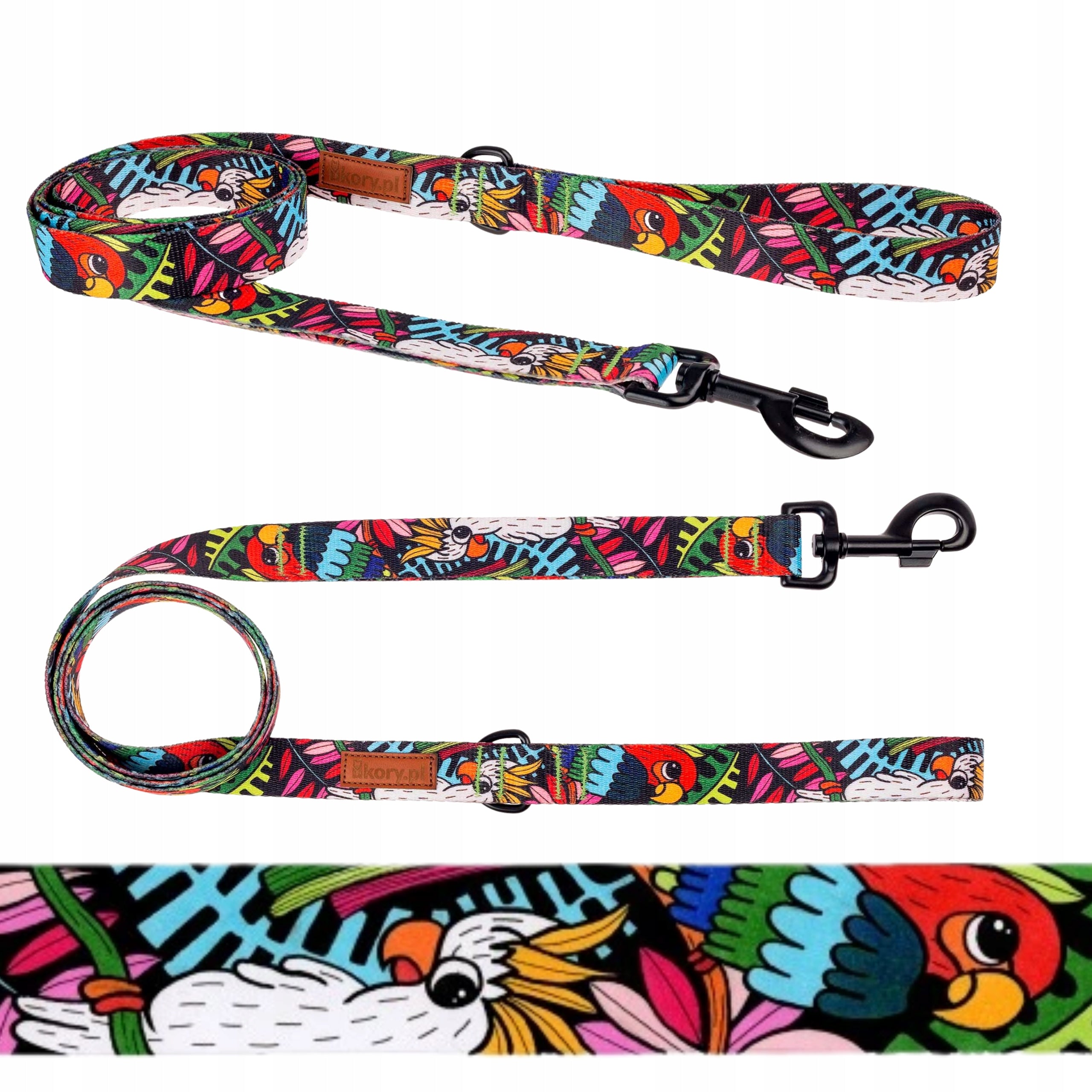 LANYARD ordinary for walks MEDIUM DOG terrier tape 150 cm Ukory pattern JUNGLE