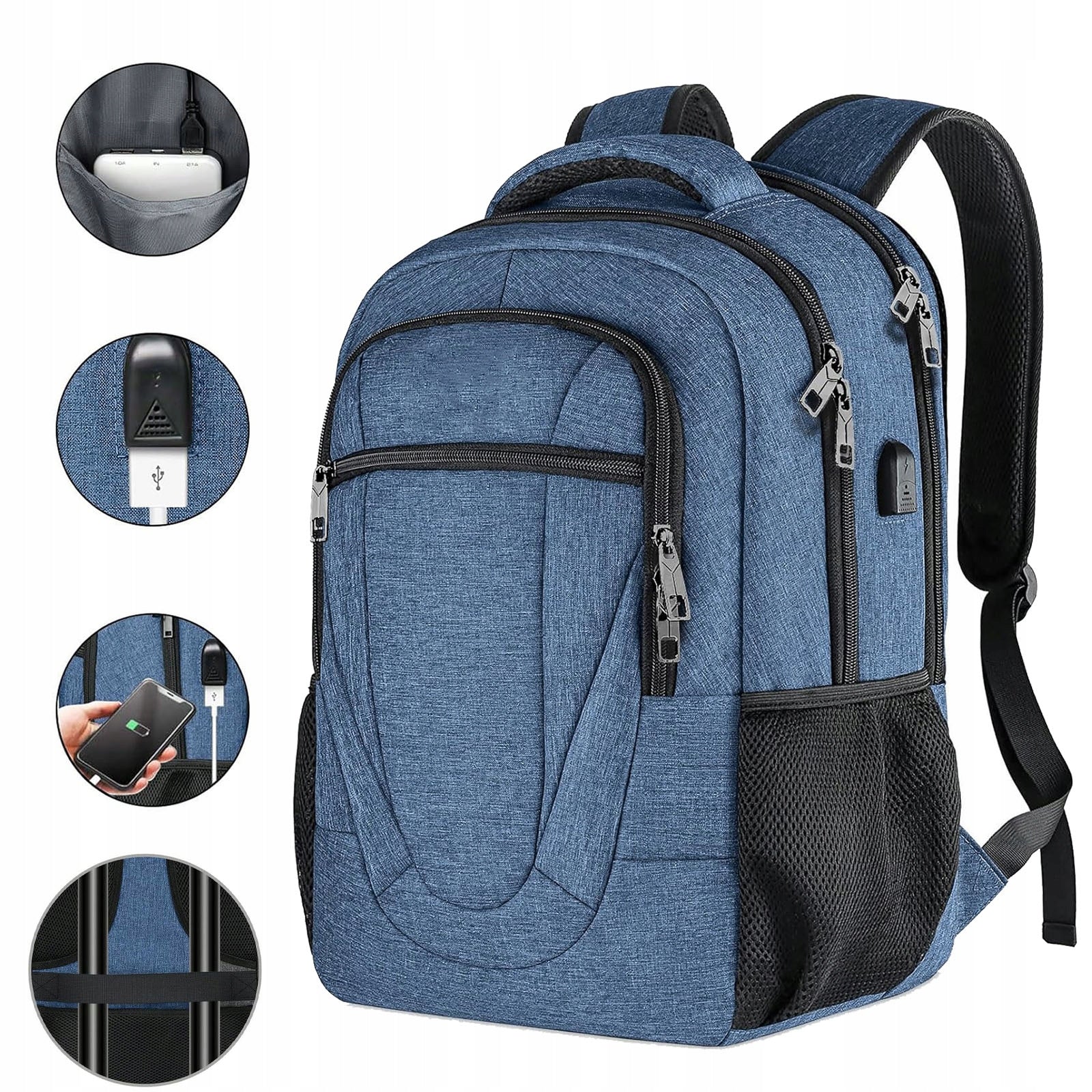 LAPTOP BACKPACK 17.3 INCH BUSINESS TRAVEL BAG FOR COMPUTER BLUE Packaging status original