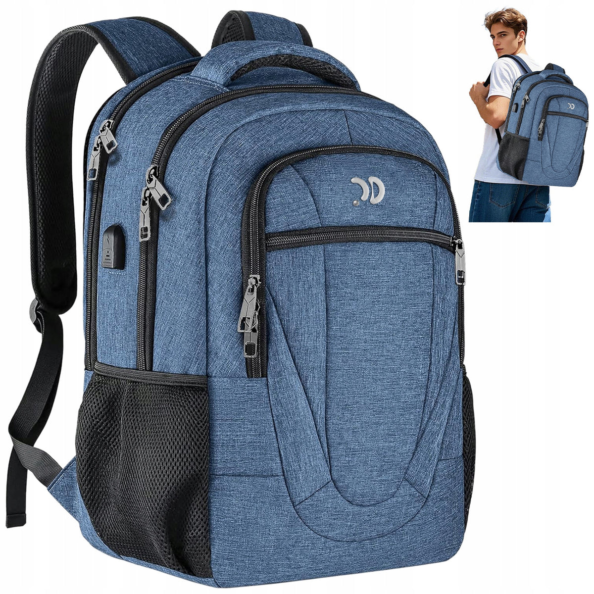 LAPTOP BACKPACK 17.3 INCH BUSINESS TRAVEL BAG FOR COMPUTER BLUE