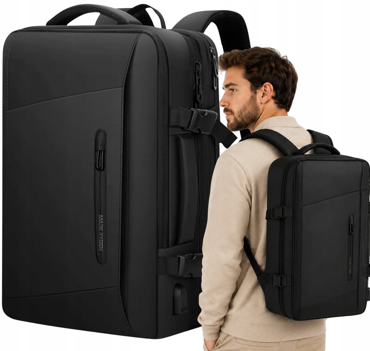 LAPTOP BACKPACK 17" USB BLACK BUSINESS FOR URBAN WORK MARK RYDEN