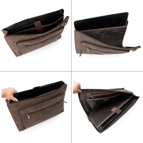 LAPTOP BAG LEATHER BROWN UP TO 17 INCHES MACBOOK BRIEFCASE FOR HOME Manufacturer code Nieoznaczona