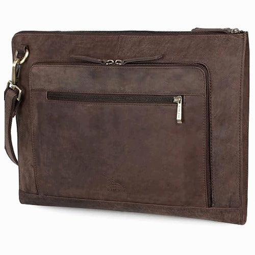LAPTOP BAG LEATHER BROWN UP TO 17 INCHES MACBOOK BRIEFCASE FOR HOME