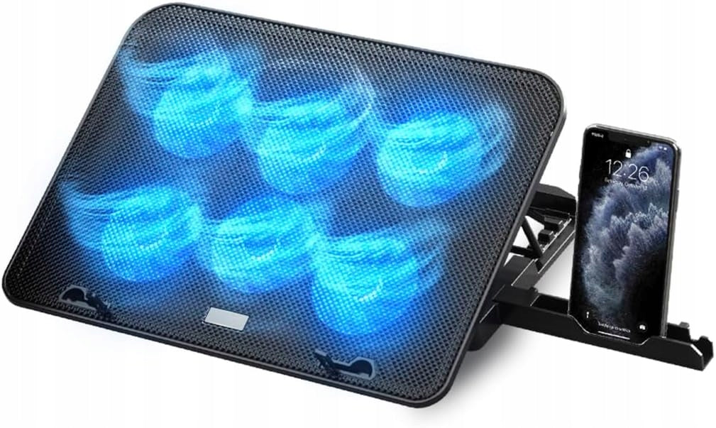 LAPTOP COOLING BASE 12-17" 6 USB LED FANS ADJUSTABLE