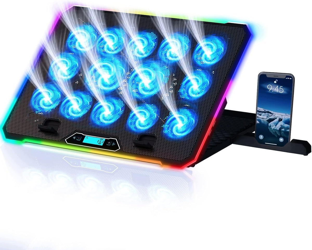 LAPTOP COOLING PAD 14 RGB FANS UP TO 17 INCHES