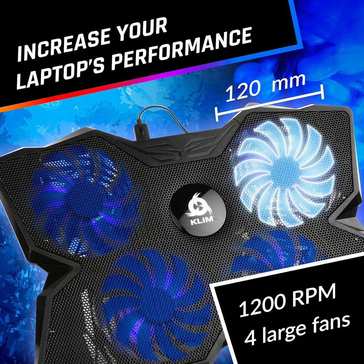 LAPTOP COOLING PAD 4 FANS 1200RPM USB Manufacturer code PODKŁADKA CHŁODZĄCA LAPTOP WENTYLATORY C