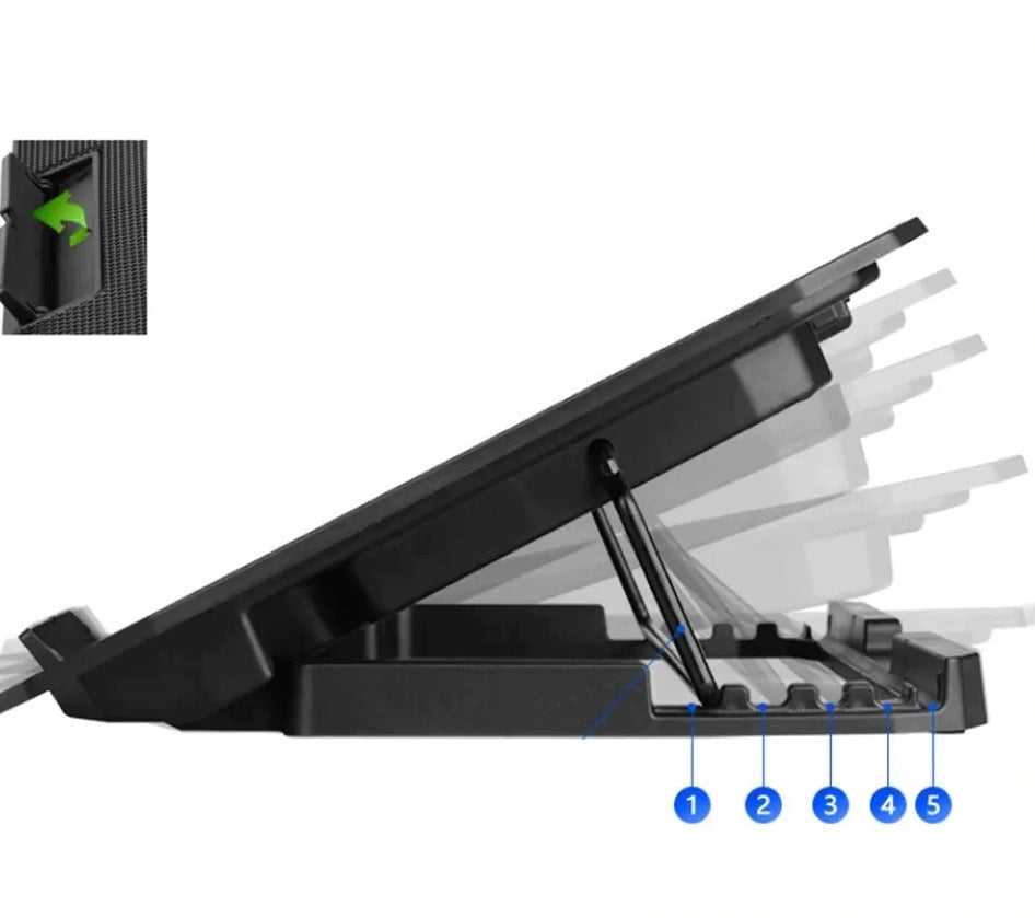 LAPTOP COOLING STAND 14-16" 2 FANS USB LED ADJUSTABLE Packaging status original