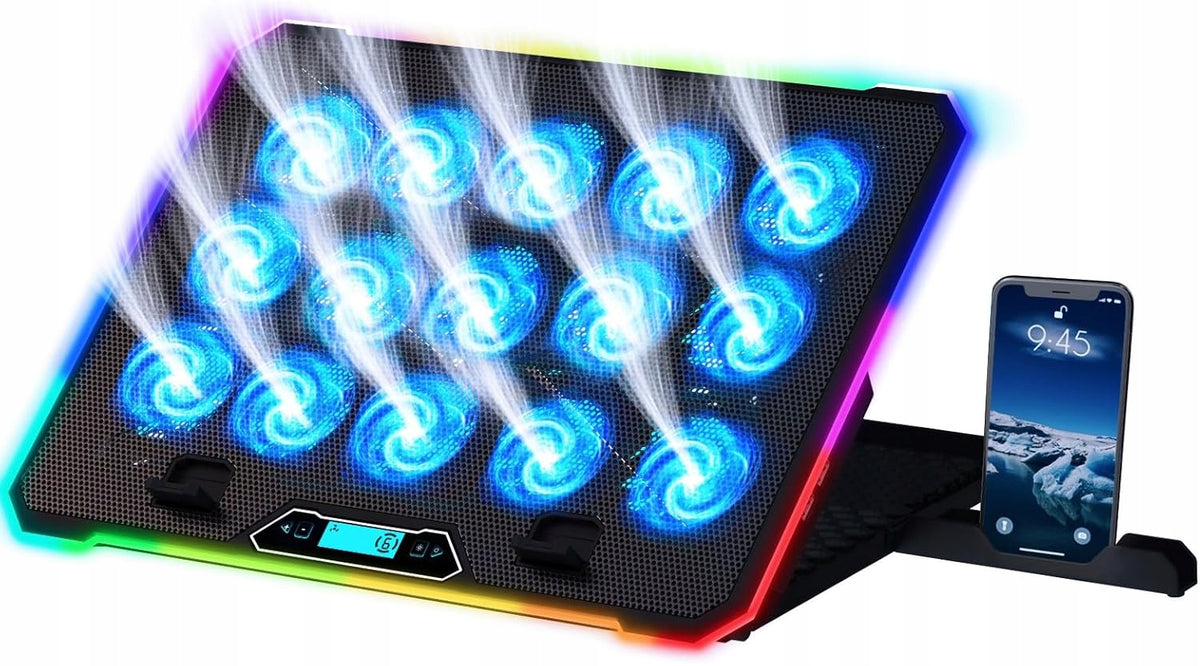 LAPTOP COOLING STAND 15 WINDMILLS 10 COLORS RGB 2 USB PORTS