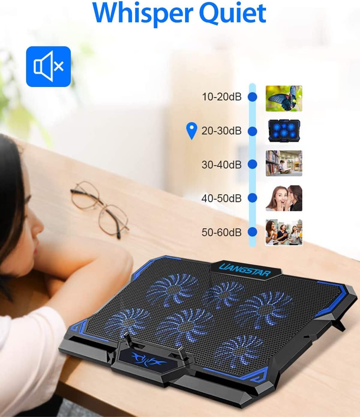 LAPTOP COOLING STAND RGB 6 WINDMILLS 2 USB 2200RPM ERGONOMIC Packaging status original
