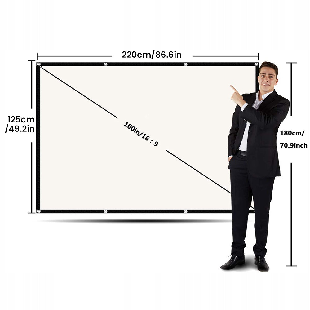 LARGE 100'' 220x125 cm HD 4K 16:9 PREMIUM WALL PROJECTION SCREEN Brand no brand