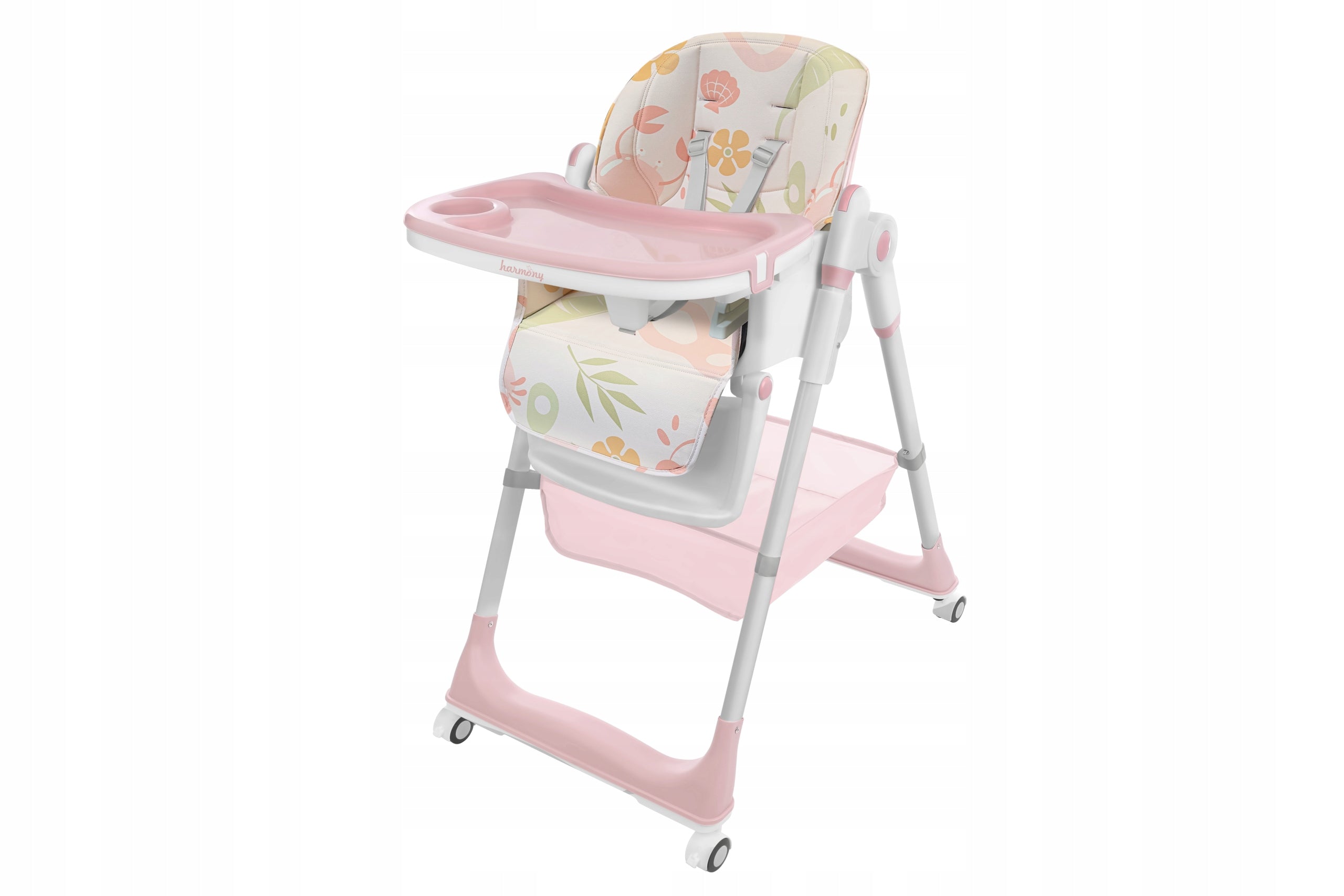 LARGE 5IN1 FOLDING HIGHCHAIR WITH PINK LOWERING FUNCTION Color pink