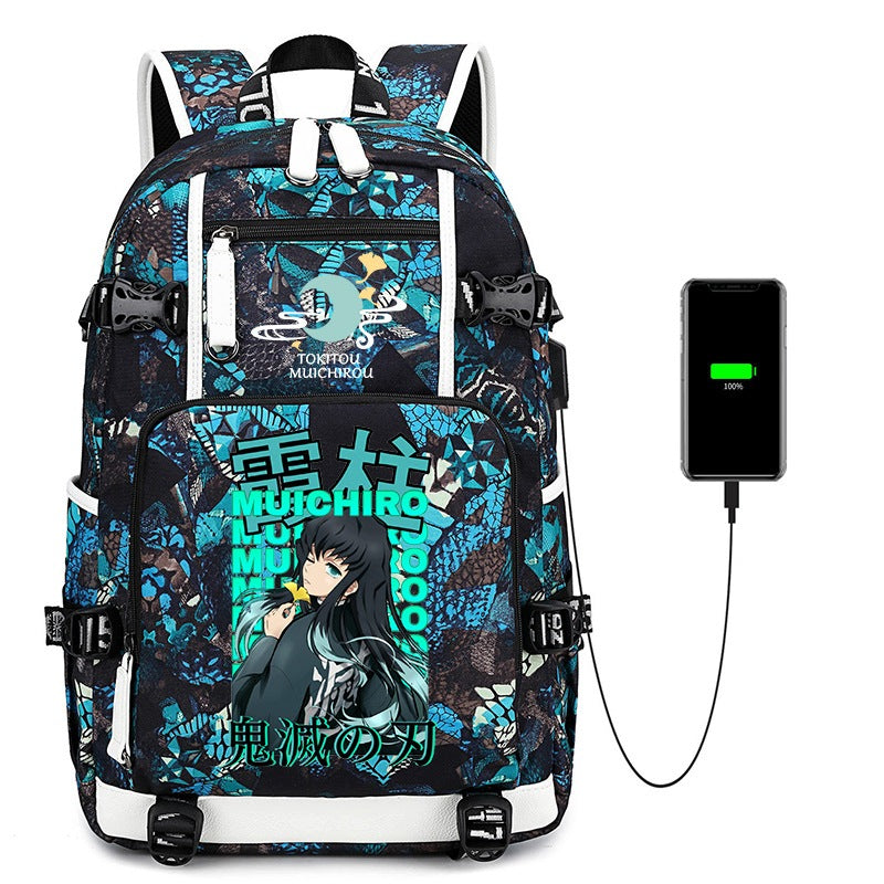 LARGE A4 SCHOOL BACKPACK Demon Slayer Blade SATCHEL WATERPROOF USB COLORS