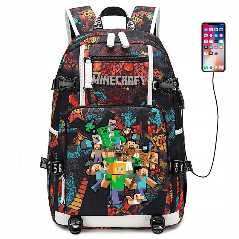 LARGE A4 SCHOOL BACKPACK Minecraft SATCHEL WATERPROOF PATTERN COLORS Brand no brand
