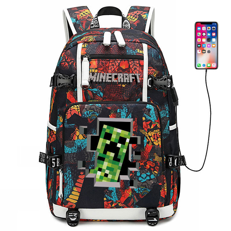 LARGE A4 SCHOOL BACKPACK Minecraft SATCHEL WATERPROOF PATTERN COLORS