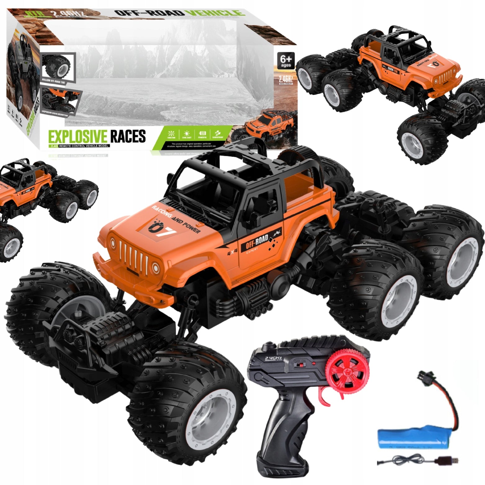 LARGE AUTO TERRAIN REMOTE CONTROLLED RC FOR REMOTE PICK UP 6 WHEELS USB AKU 30C Manufacturer code Prezent dla Dziecka RC3