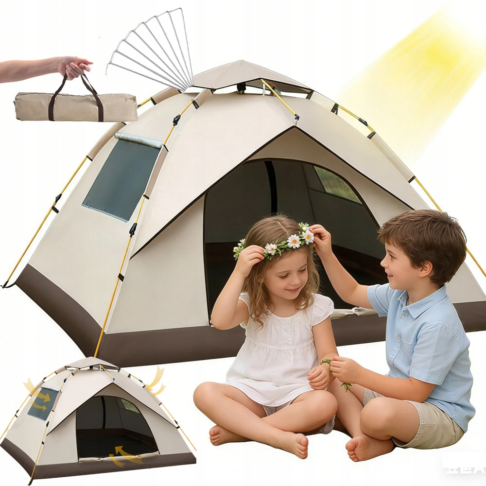 LARGE AUTOMATIC CAMPING TENT POP UP 3 PERSONS WITH 2 WINDOWS