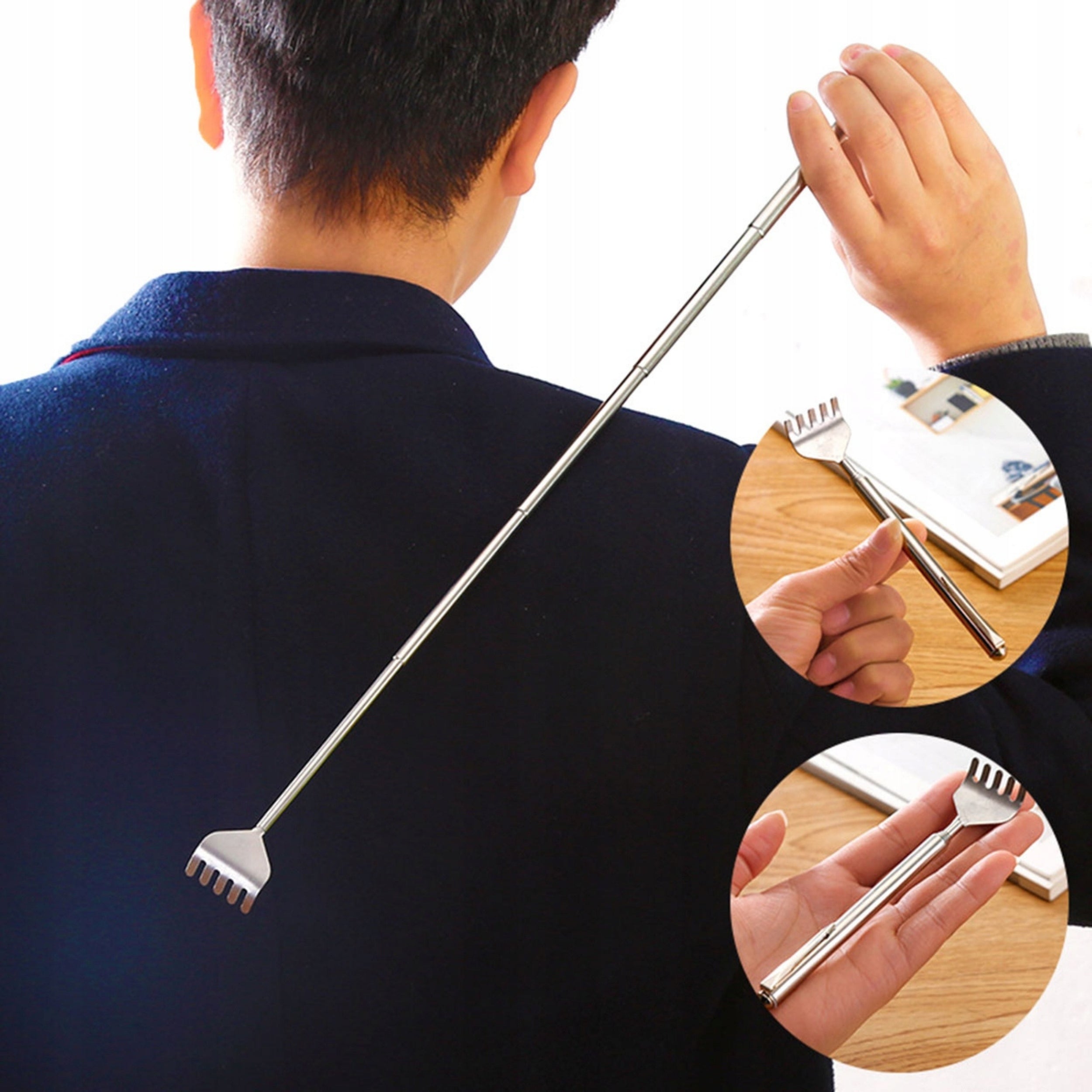 LARGE BACK SCRATCHER TELESCOPIC FOLDING STAINLESS STEEL POCKET Brand Decortrend