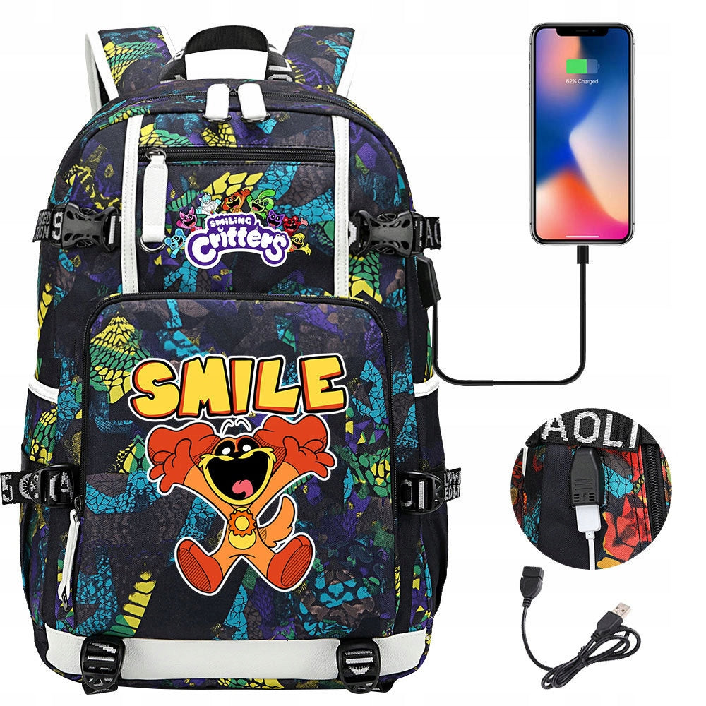 LARGE BACKPACK Smiling Critters WATERPROOF PATTERNS high quality Packaging status original