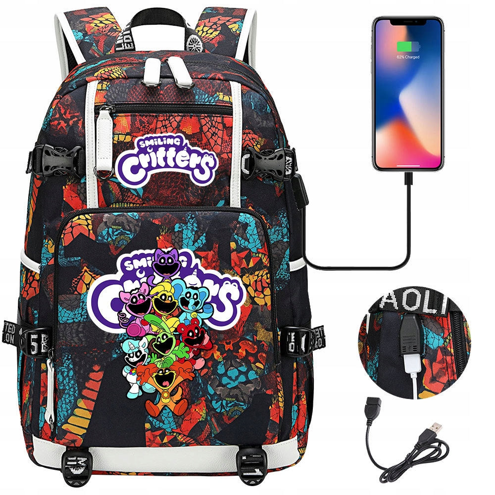 LARGE BACKPACK Smiling Critters WATERPROOF PATTERNS high quality