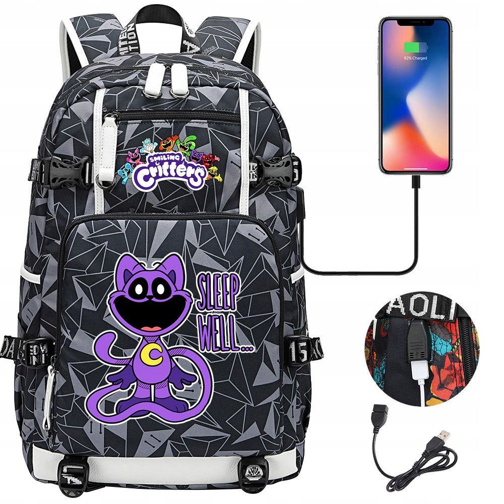 LARGE BACKPACK Smiling Critters WATERPROOF PATTERNS high quality