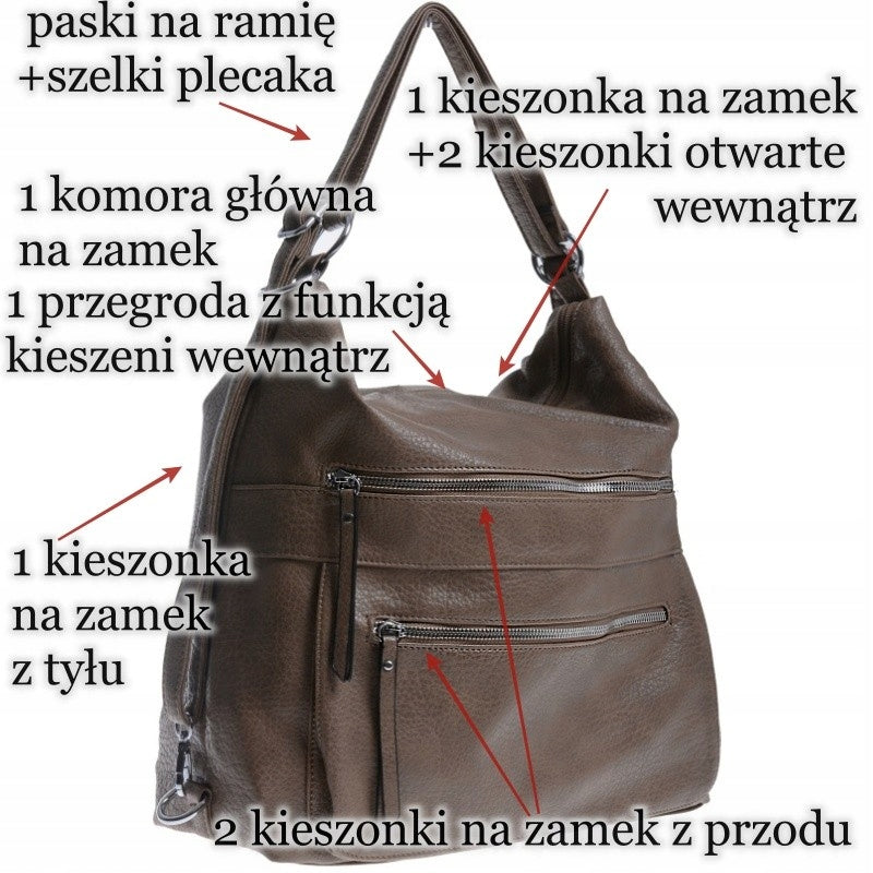 LARGE BAG WOMEN'S BACKPACK BAG 3 IN 1 khaki Additional features none