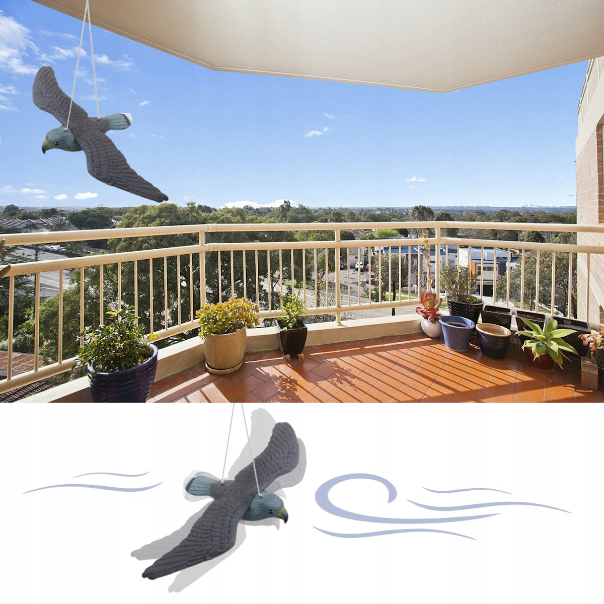 LARGE BIRD REPELLENT PIGEON STARLING FALCON IN FLIGHT + MOVING EFFECT Packaging status original