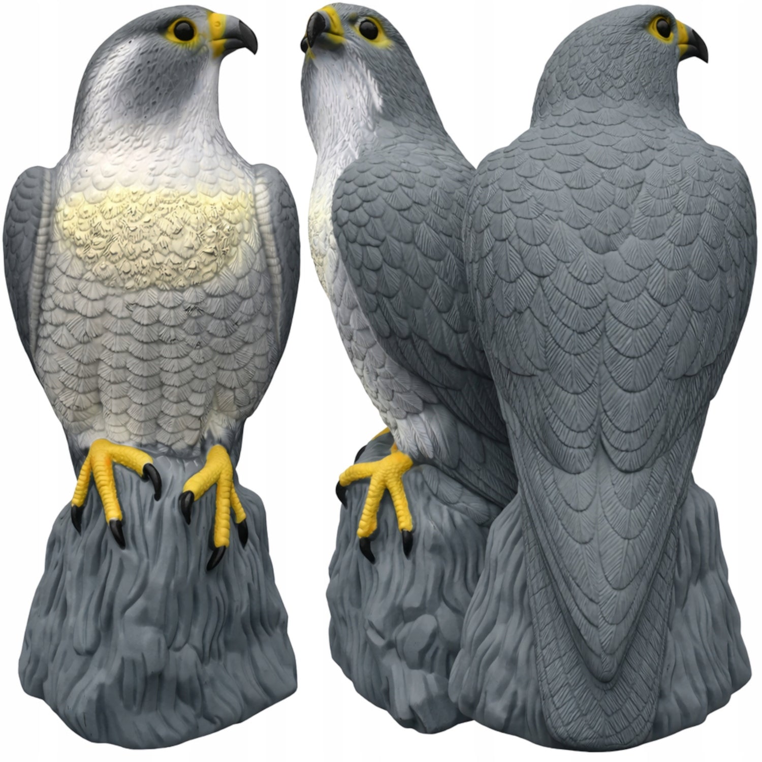 LARGE BIRD REPELLENT PIGEON STARLINGS FALCON ON ROCK EFFECT SHINY EYES