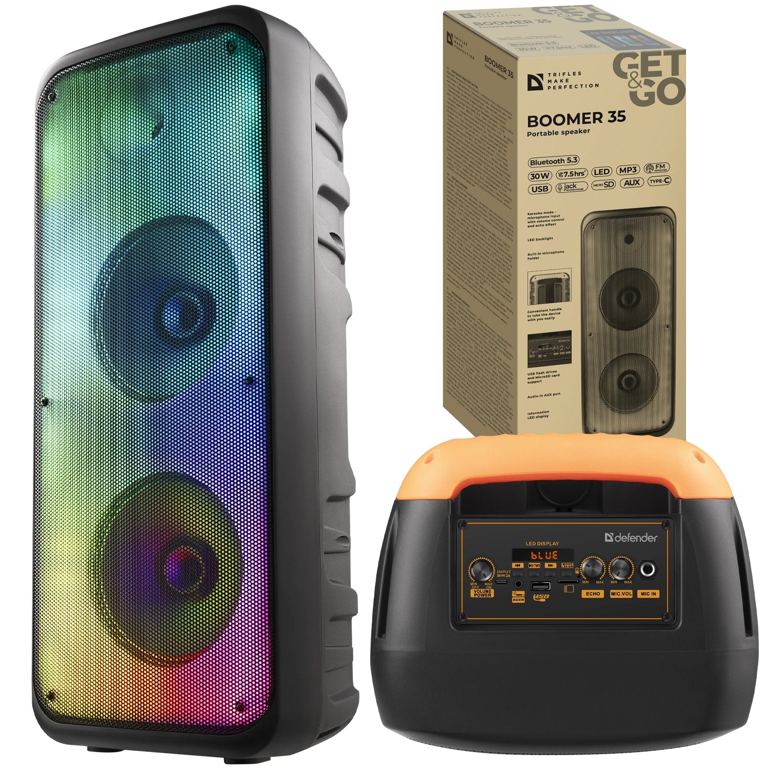 LARGE BLUETOOTH 5.3 PORTABLE SPEAKER WIRELESS MicroSD FM RADIO MP3