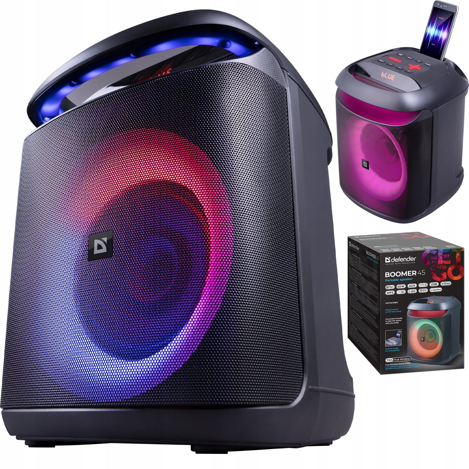 LARGE BLUETOOTH SPEAKER WIRELESS PORTABLE PARTYBOX RADIO FM BOOMER 45