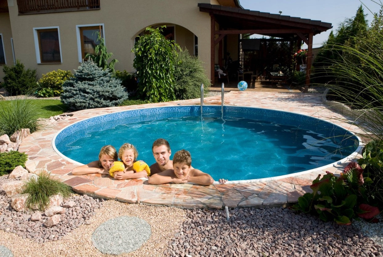 LARGE BURIED GARDEN ROUND SWIMMING POOL IN THE GROUND CANADIAN FAMILY 4,6 x 1,2 m Product width 458 cm