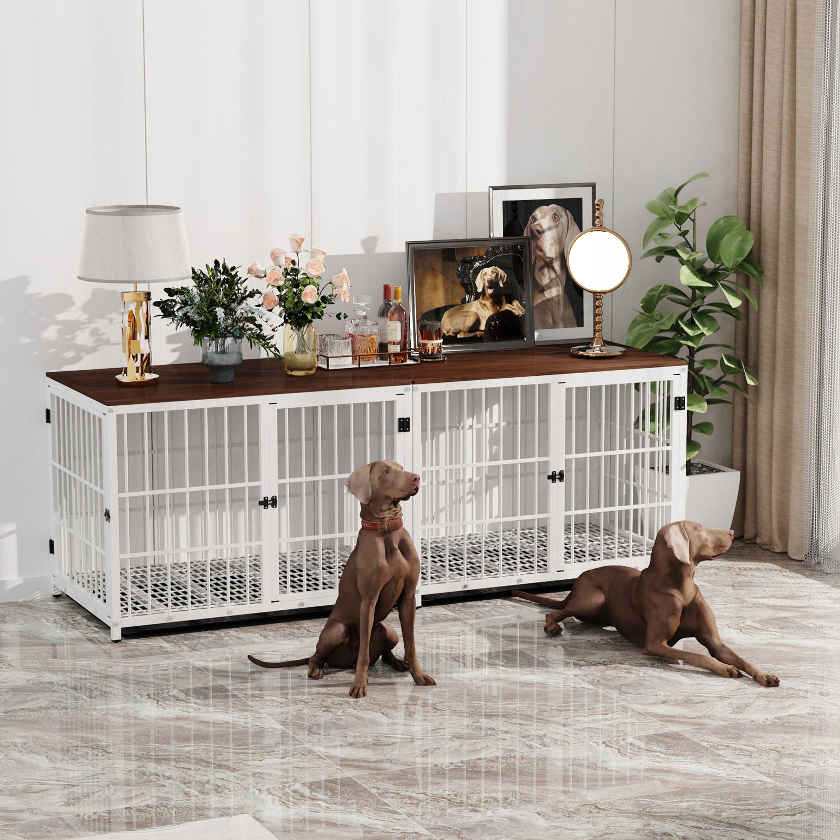 LARGE CAGE DOG PLAYPEN WITH WOODEN TOP M Product width 52 cm