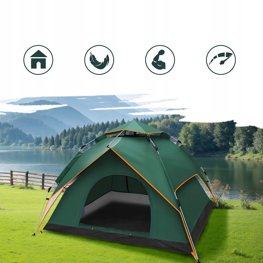 LARGE CAMPING GARDEN TENT 4 PERSONS 235X185X135CM Manufacturer code CA0013GRN