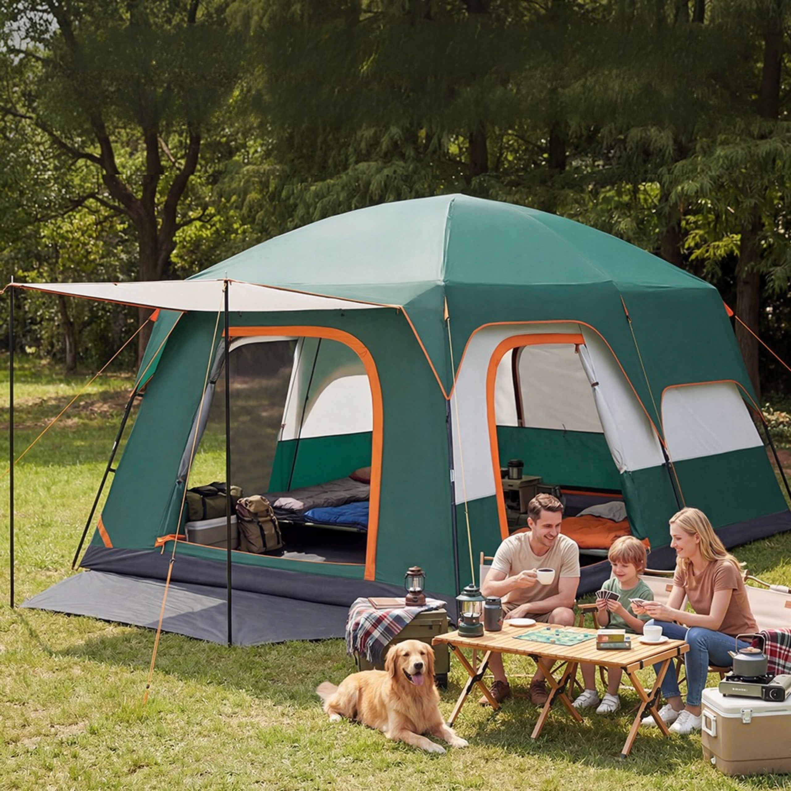 LARGE CAMPING TENT GARDEN TOURIST SCREEN CANOPY MOSQUITO NET 4os Packaging status original