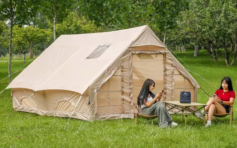 LARGE CAMPING TENT PUMPED 8 PERSON INFLATABLE PUMP 12m2 400x300cm Color beige
