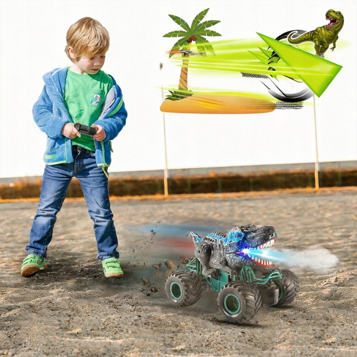LARGE CAR Dinosaur Truck REMOTE CONTROLLED LED Dinosaurs Packaging status original