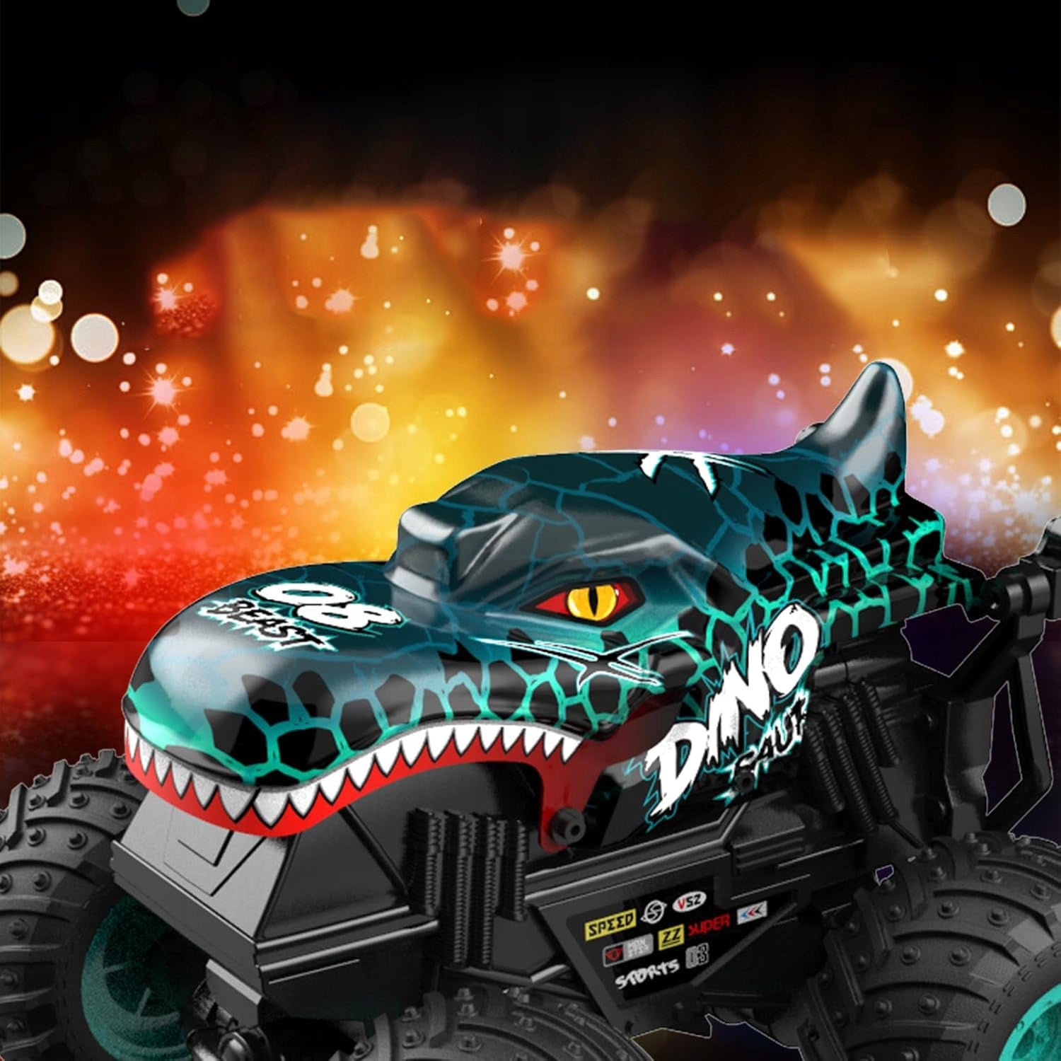 LARGE CAR Monster Truck REMOTE CONTROLLED Dinosaurs 4x4 LED Manufacturer code 6TY0871BU69898