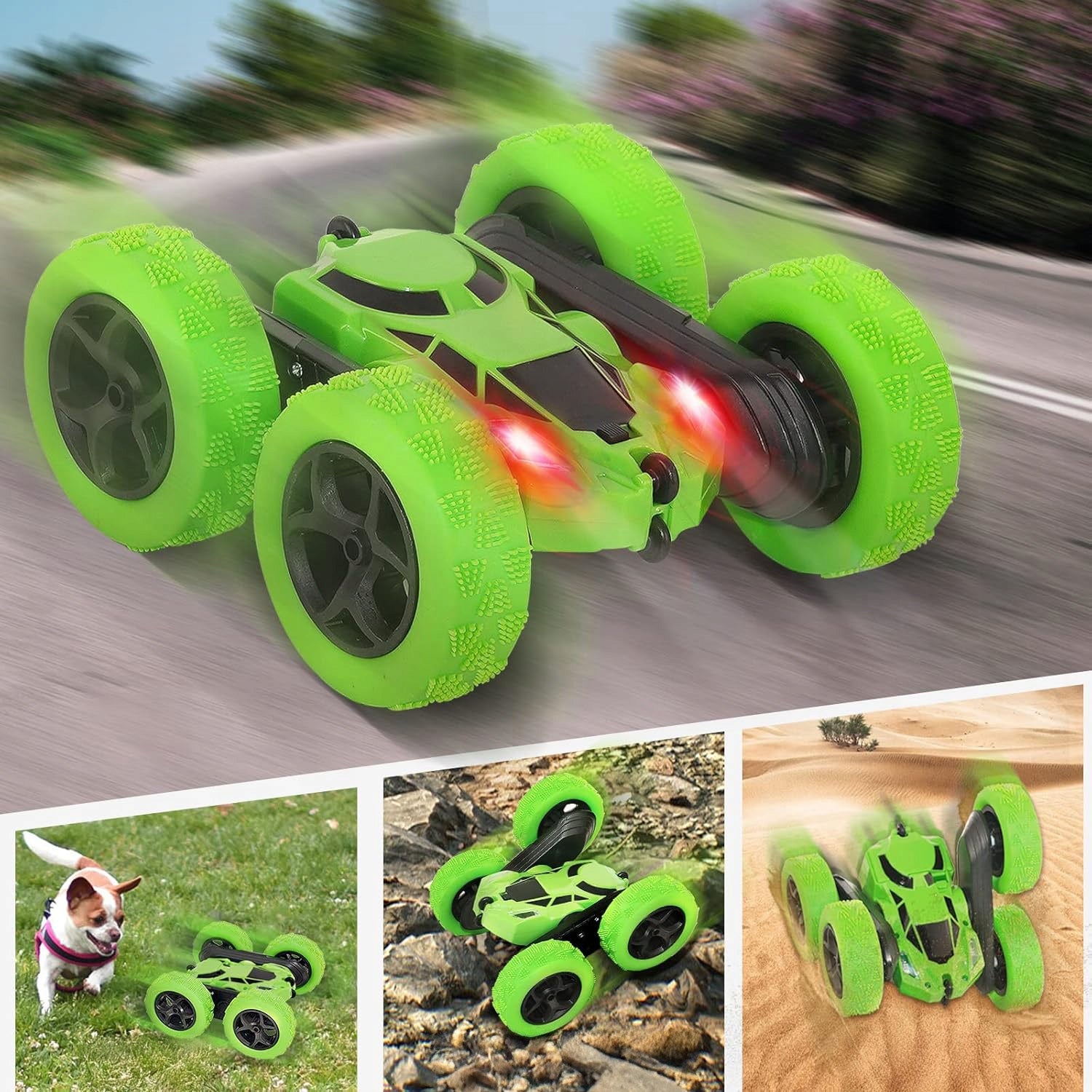 LARGE CAR REMOTE CONTROLLED CAR RC GREEN OFF-ROAD 4X4+2 BATTERIES Brand no brand