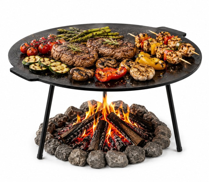 LARGE CAST IRON Plate Round 45cm Grill GRATE Fire Pit WOK CAST IRON