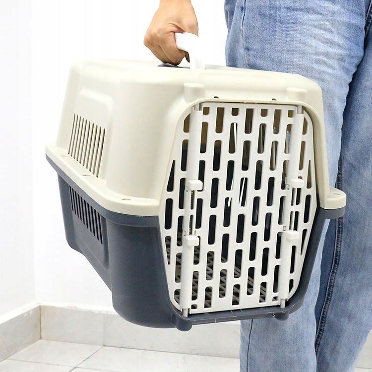 LARGE CAT CARRIER DOG RABBIT ANIMALS PLASTIC CAGE PLAYPEN BOX Build type for hand carrying front or side opening locked