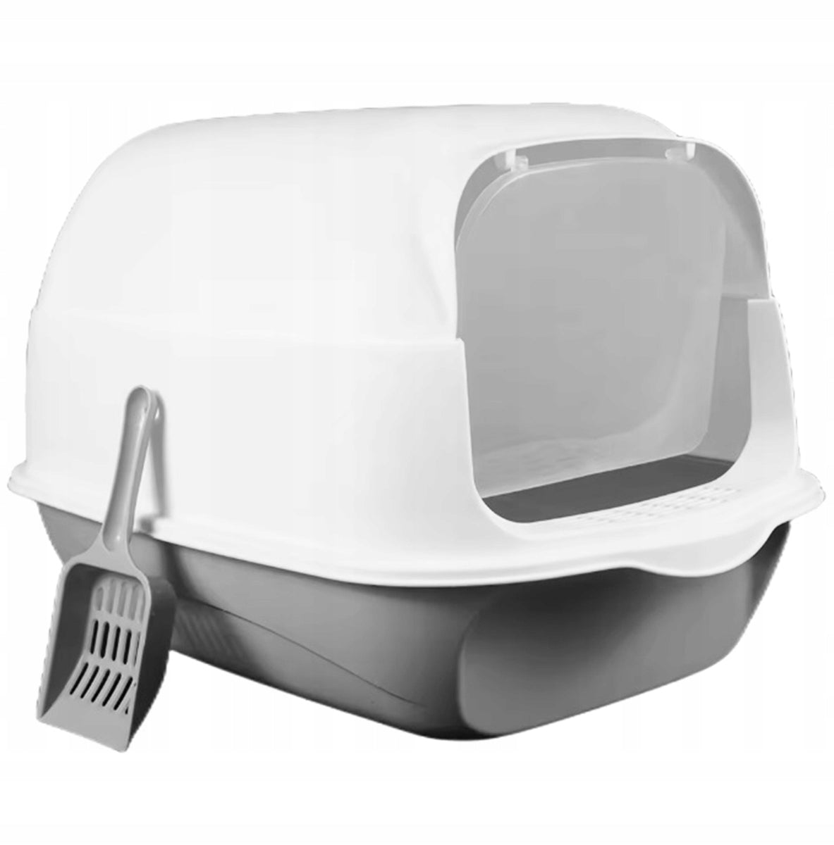 LARGE CAT LITTER BOX CLOSED WITH DOOR AND FRAGRANCE FILTER + SPATULA Kind closed litter box