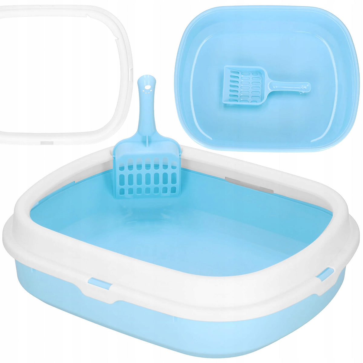 LARGE CAT LITTER BOX WITH FRAME 40x33cm TOILET OPEN FOR LITTER XL + SPATULA Packaging status original