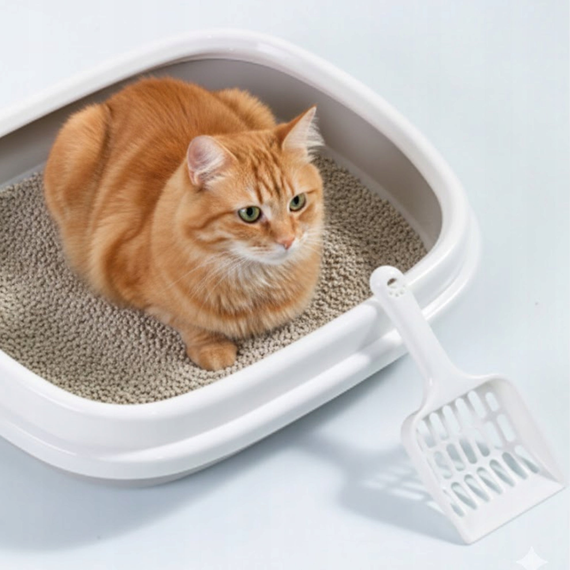 LARGE CAT LITTER BOX WITH FRAME 46x38cm OPEN FOR LITTER XL + SPATULA Brand DAZAPETS