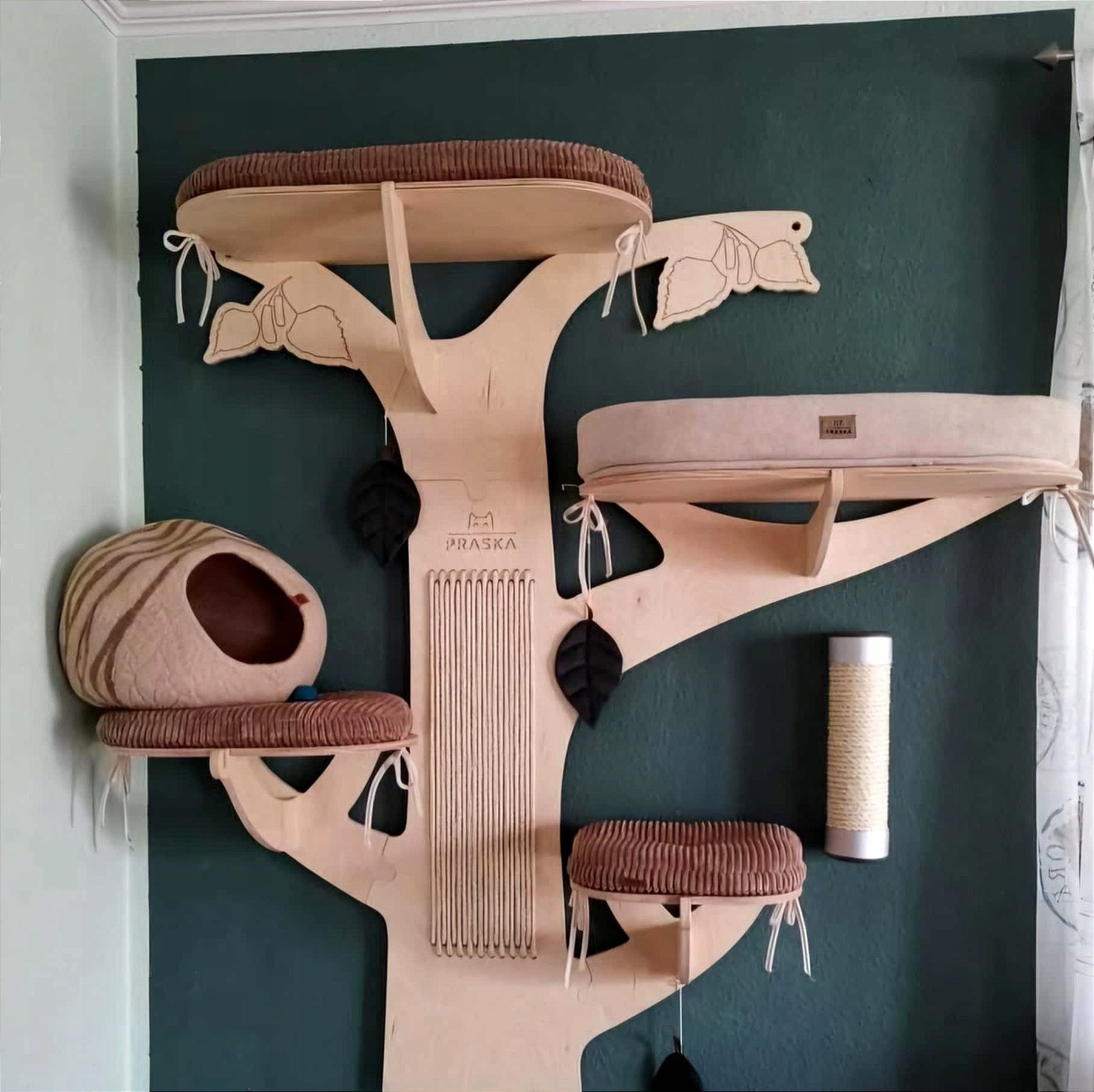 LARGE CAT SCRATCHER TREE BIRCH 146x160x40cm COLOR SELECTION Brand PRASKA - Eco Cats Collection