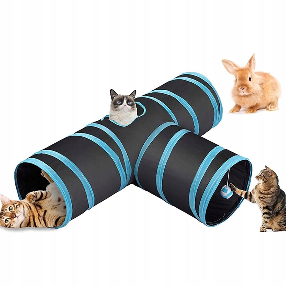 LARGE CAT TUNNEL FOLDING INTERACTIVE PET TOY T-SHAPED Brand no brand