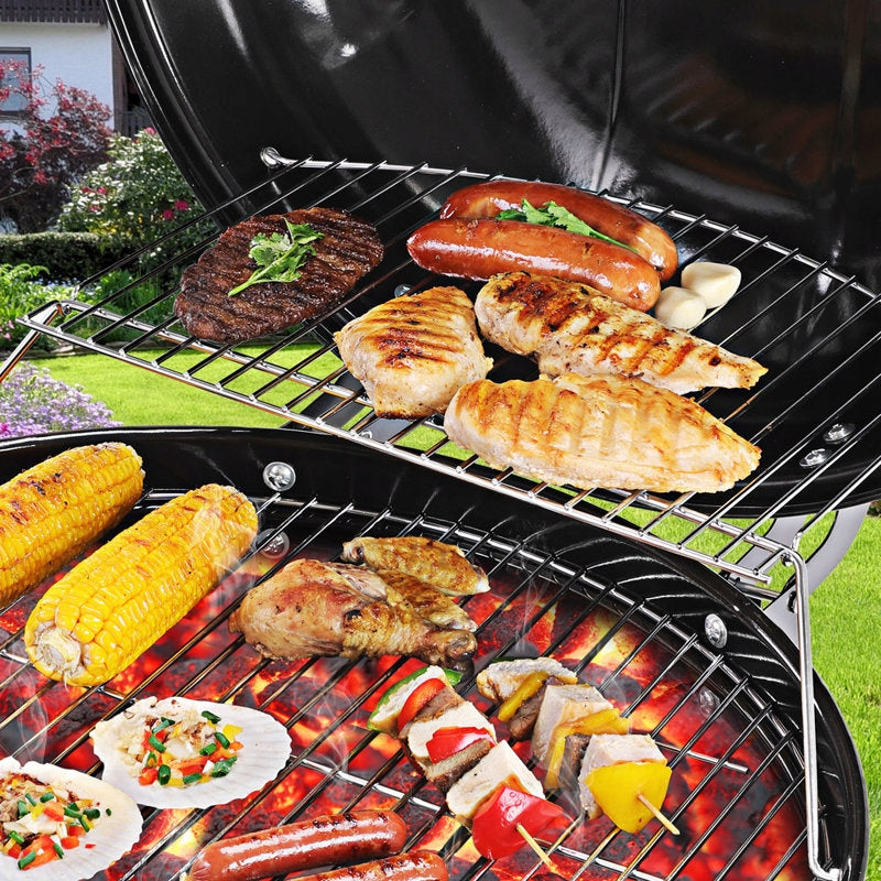 LARGE CHARCOAL GARDEN GRILL ON WHEELS WITH LID Grill height 90 cm
