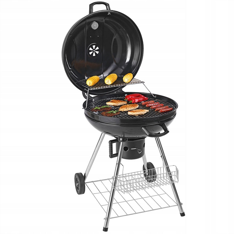 LARGE CHARCOAL GARDEN GRILL ON WHEELS WITH LID Grill width 58 cm