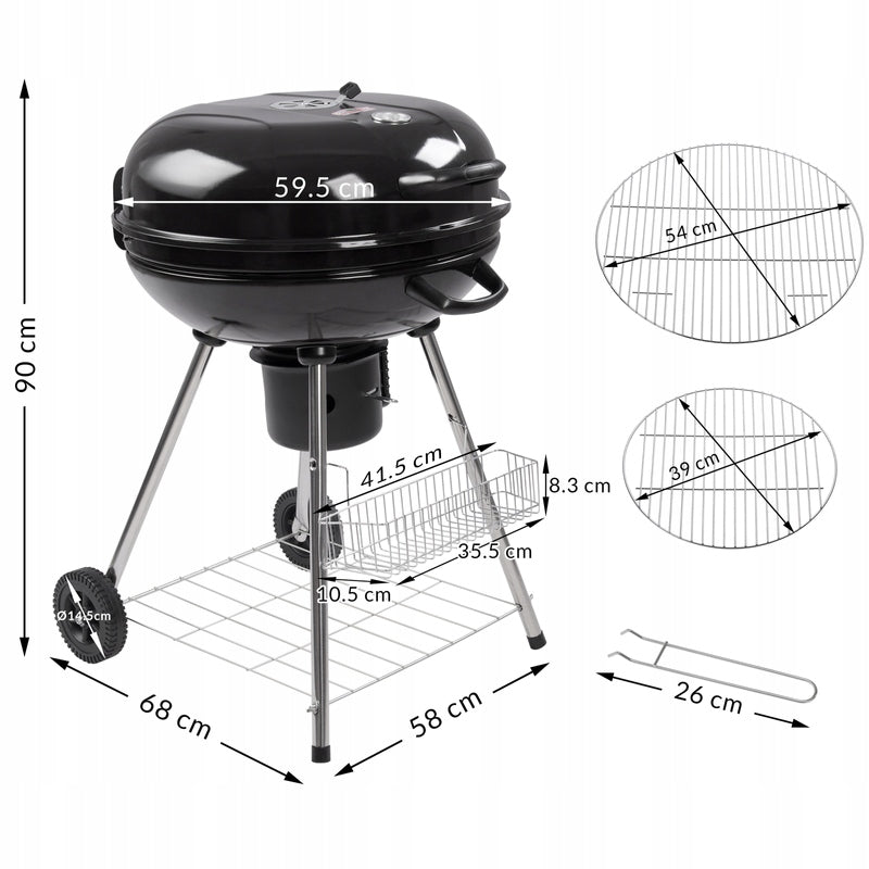 LARGE CHARCOAL GARDEN GRILL ON WHEELS WITH LID Manufacturer Deuba